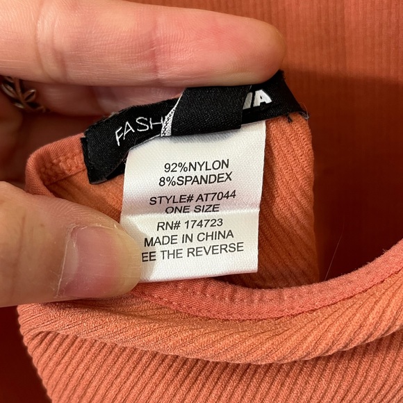 Fashion Nova Pink Salmon Halter Neck Backless Ribbed Thong Bodysuit - Picture 9 of 9